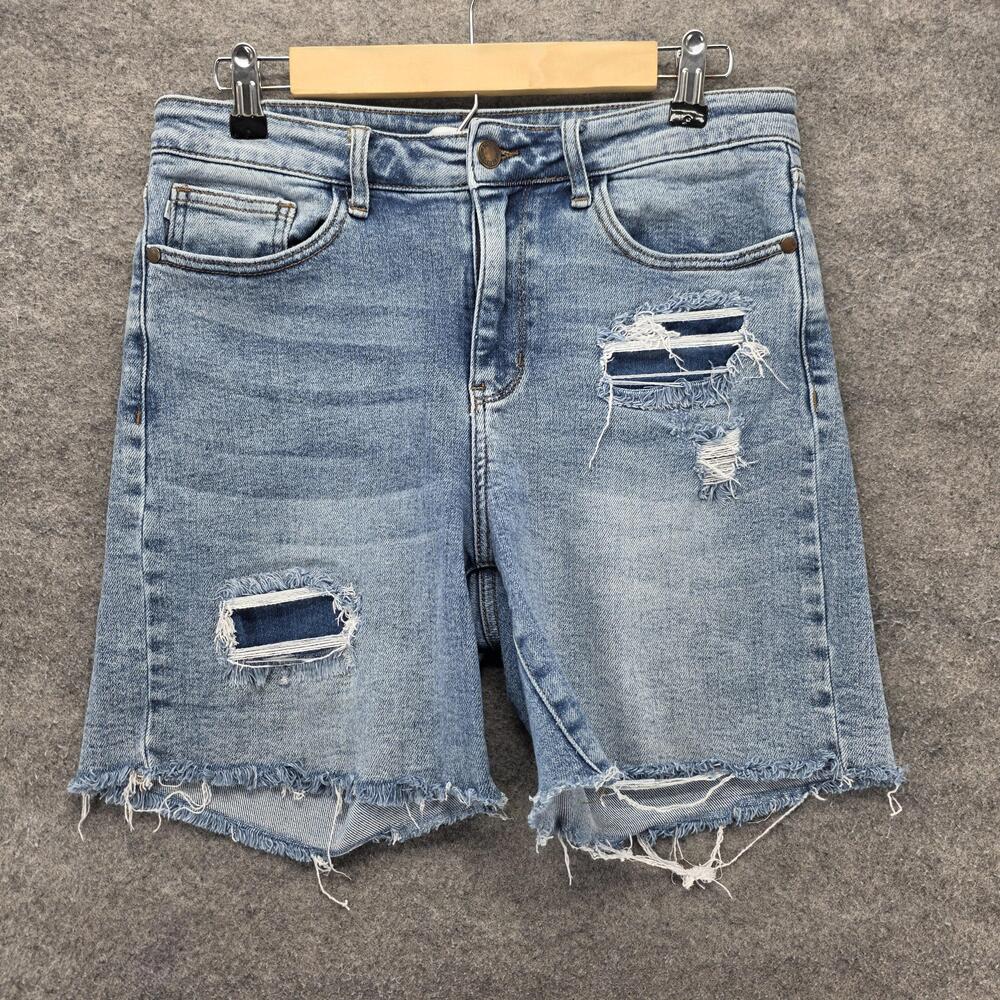 Judy Blue Bermuda Shorts Womens Large Blue Stretch Denim 32 Waist 9 Inseam